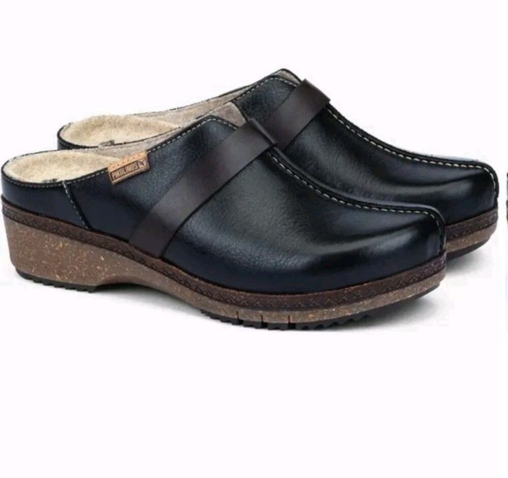 Pikolinos Women Clogs Leather Granada Cork Wedge Slip On Size - See Description